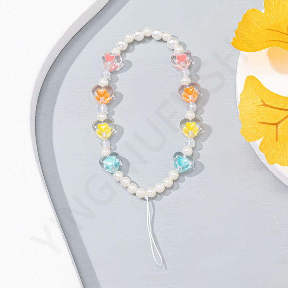 Dây Đeo Điện Thoại / Móc Chìa Khóa Đính Hạt Ngọc Trai Giả Bằng Acrylic Chống Thất Lạc Tiện Dụng