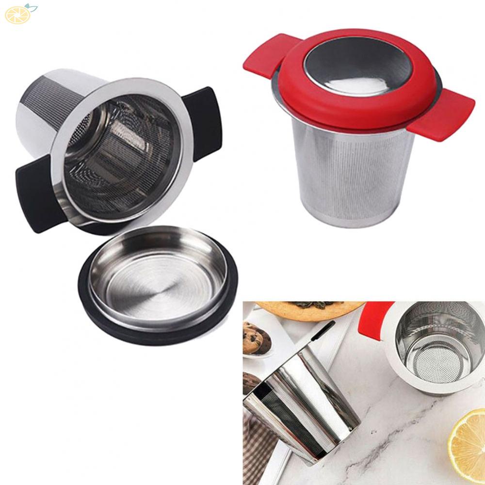 【VARSTR】Tea Leaf Strainer. Stainless Steel Tea Infuser With Handle Lid Black/Red Coffee
