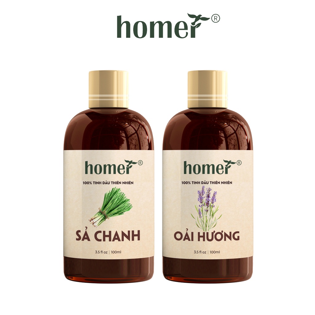Combo 2 tinh dầu Sả Chanh + Oải Hương Homer 20ml/chai