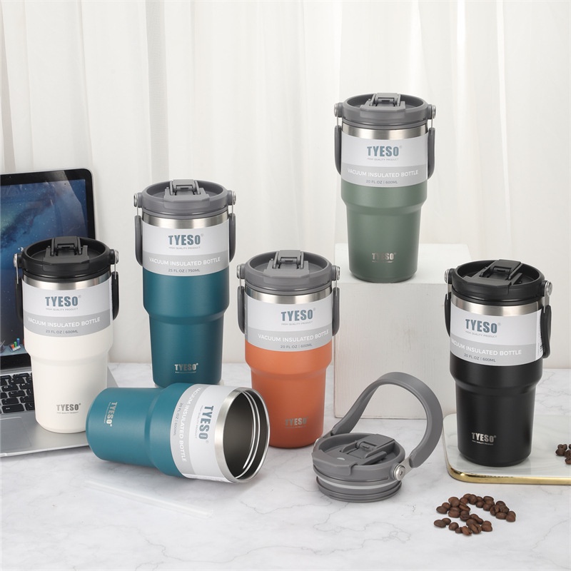 Bình Nước Giữ Nhiệt Dung Tích Lớn 600ML 750ML 900ML Bằng Thép Không Gỉ Có Tay Cầm Tiện Dụng
