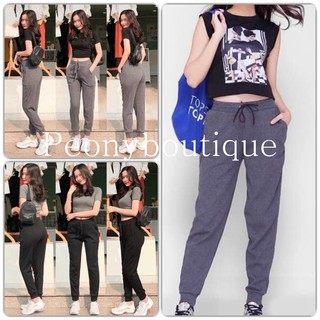 Quần Joggers Len Tăm Nữ [FREESHIP] 🌸 Joger bo gấu cạp chun mặc ở nhà, đi tập màu ĐEN | XÁM Ulzzang HOT 🌸