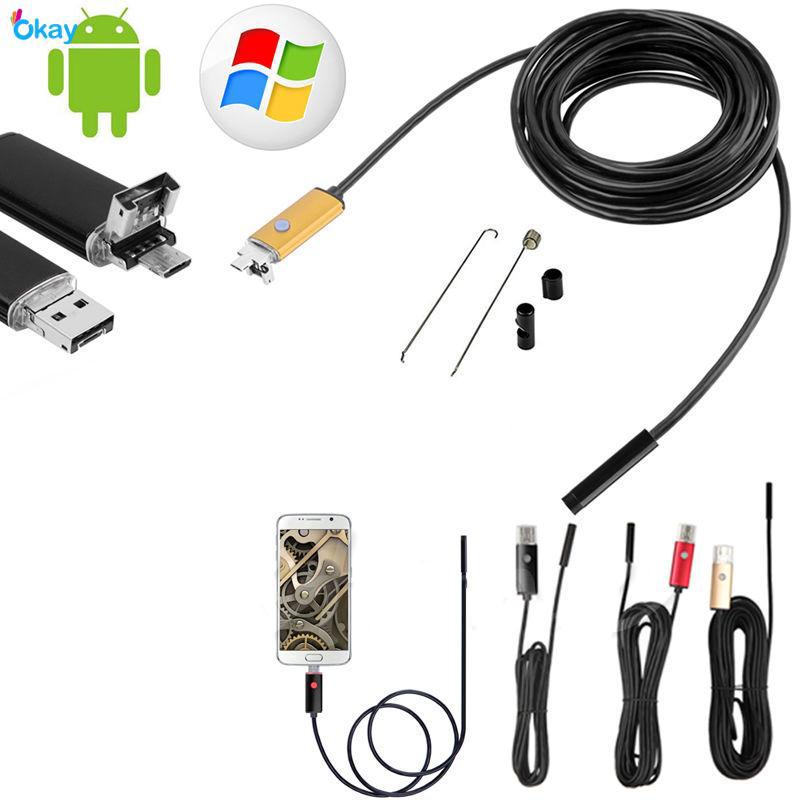 Dây Camera USB 5M 7mm 6leds cho Android OTG Nội Soi