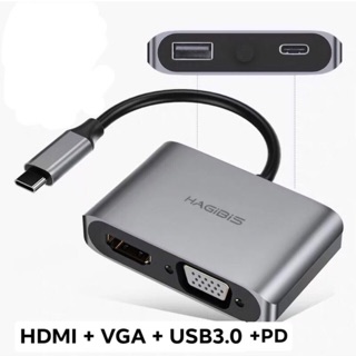 Bộ cổng chuyển đổi 4 in 1 type-c sang hdmi/vga/usb/pd