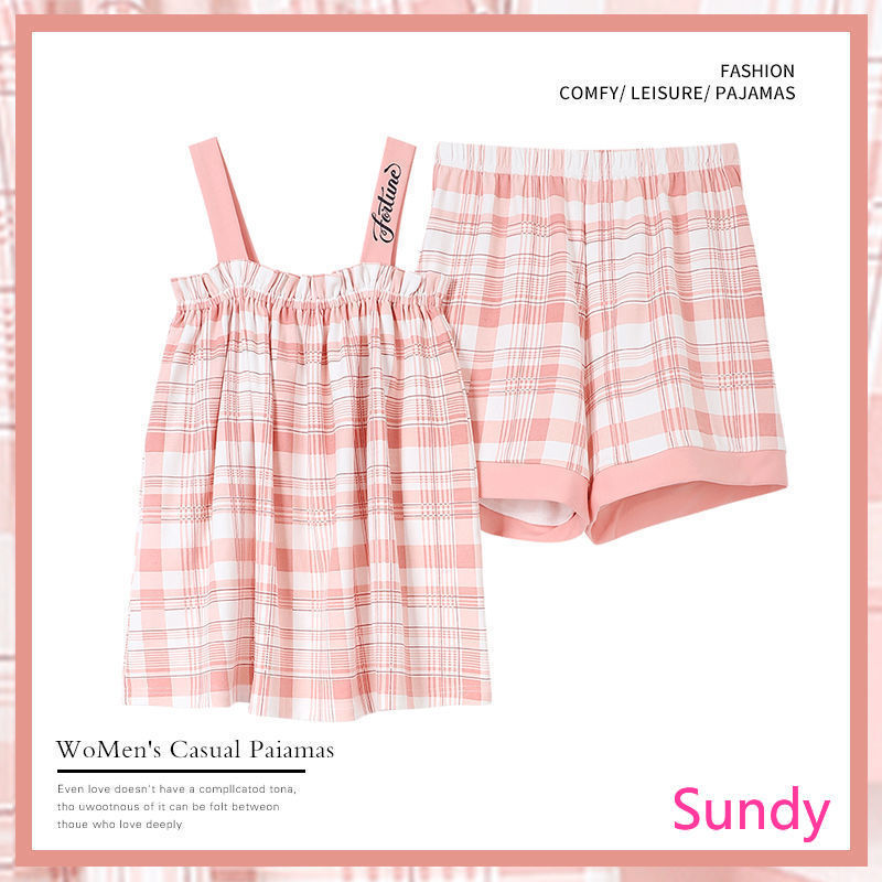 Set đồ ngủ vải cotton mỏng thời trang mùa hè nữ tính ngọt ngào