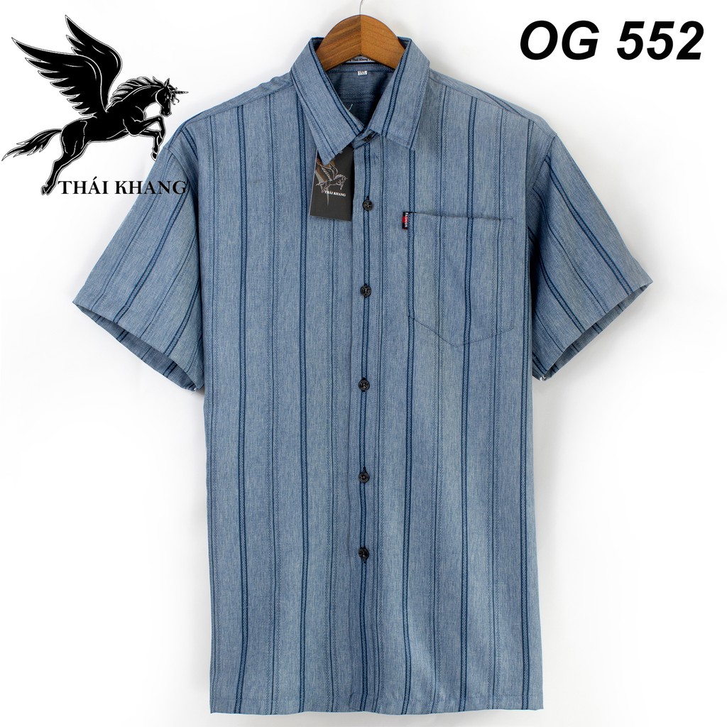 áo sơ mi nam trung niên ngắn tay vải đũi cổ trụ cao cấp loại áo sơ mi nam ngắn tay form rộng OG55 | BigBuy360 - bigbuy360.vn