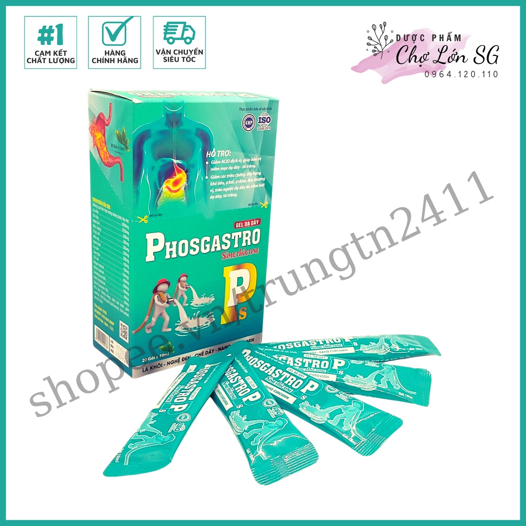 Gel dạ dày PHOSGASTRO giảm triệu chứng đầy bụng, ợ hơi, bảo vệ niêm mạc dạ dày - Hộp 20 gói