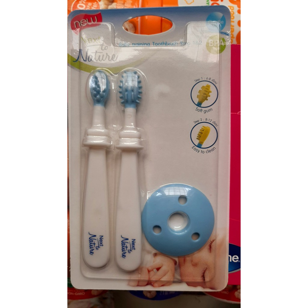 Set Bàn Chải Next To Nature Infant Training Toothbrush Cho Trẻ Sơ Sinh