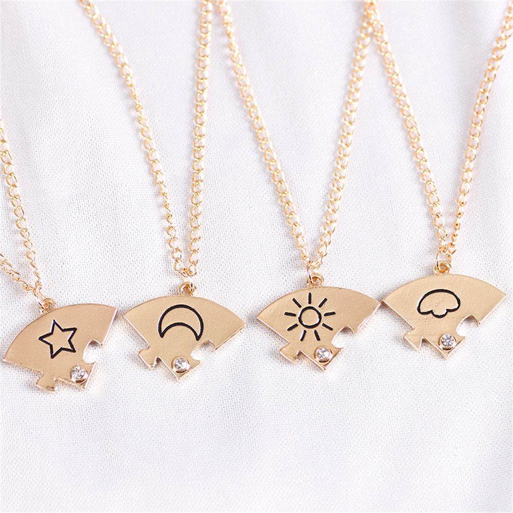 Set 4 Vòng cổ Tình Bạn Đính Đá Mặt Trăng Mặt Trời Đám Mây|Vòng Tay Tình Bạn Nhiều Màu Thời Trang