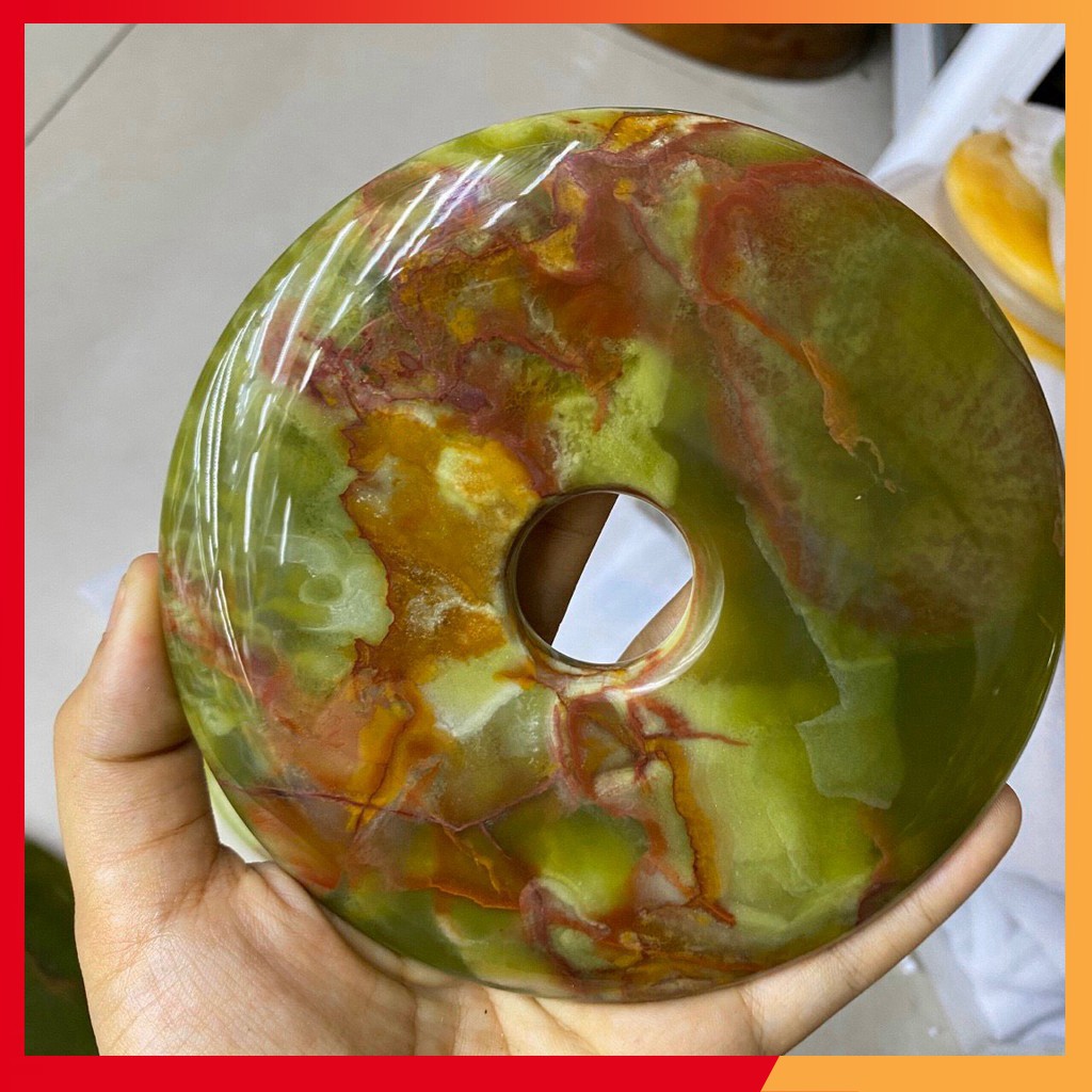 Mẫu hottrend Đồng điếu có đế gỗ siêu phẩm, màu sắc lên vân cực đẹp, nguyên khối, vật phẩm phong thủy khách hàng ưa chuộn