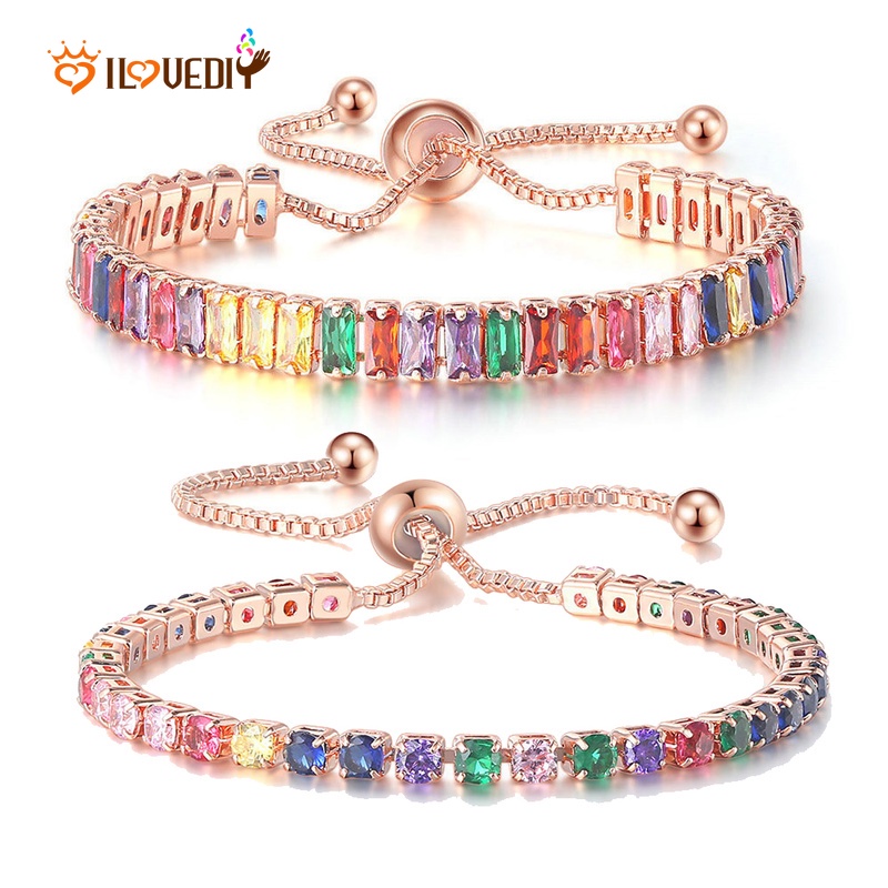Vòng Tay Đính Đá Zircon Nhiều Màu Sắc Có Thể Điều Chỉnh Phong Cách Bohemian Dành Cho Nữ