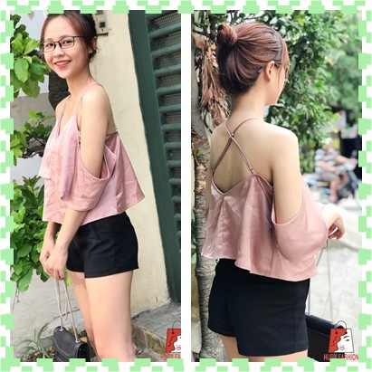 Áo bẹt vai F21 - chất lượng satin 2 lớp