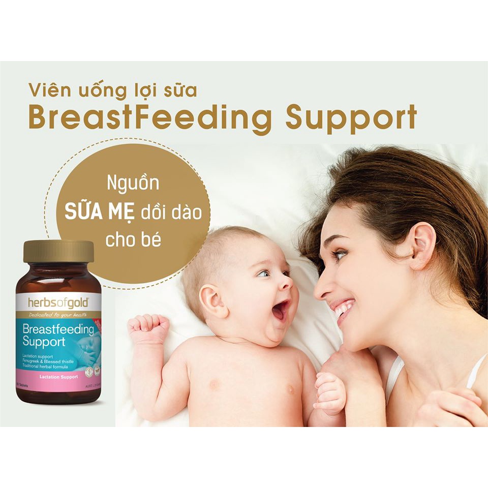 [Hàng chuẩn Úc] Viên uống lợi sữa Herbs of gold breastfeeding support 60 viên của Úc