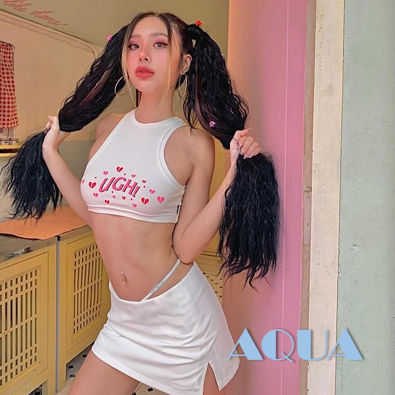 Chân Váy Chữ A Mini Y2K Màu Trơn Xẻ Tà Thời Trang Mùa Hè Cho Nữ