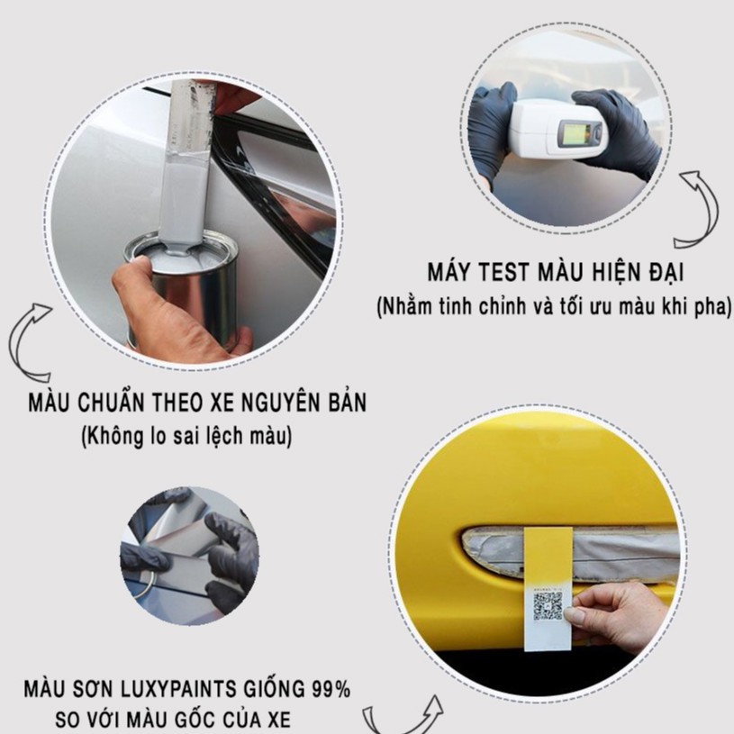 Bút xoá vết xước xe ô tô LUXYPAINTS đủ màu - Trắng xanh đen đỏ bạc vàng xám nâu màu chuẩn theo code và dễ sử dụng