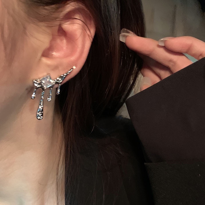 Khuyên Tai Hình Giọt Nước Đính Đá Zircon Phong Cách Mới