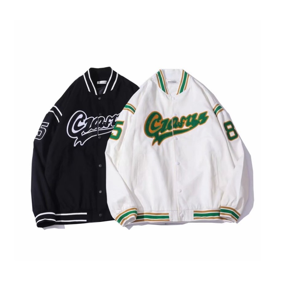 Áo khoác bóng chày dáng rộng thêu họa tiết thời trang phong cách Hàn Quốc cho nam và nữ