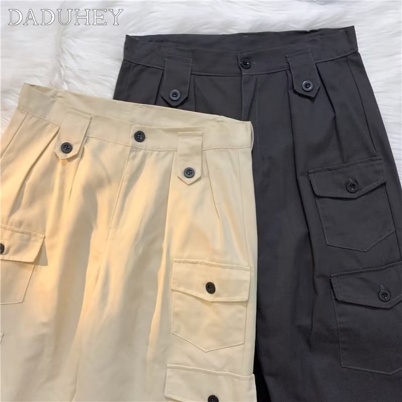 DaDuHey Men's Thin Multi-Pocket Loose Casual Pants 2022 New Fall Korean Trend Fashion Pants