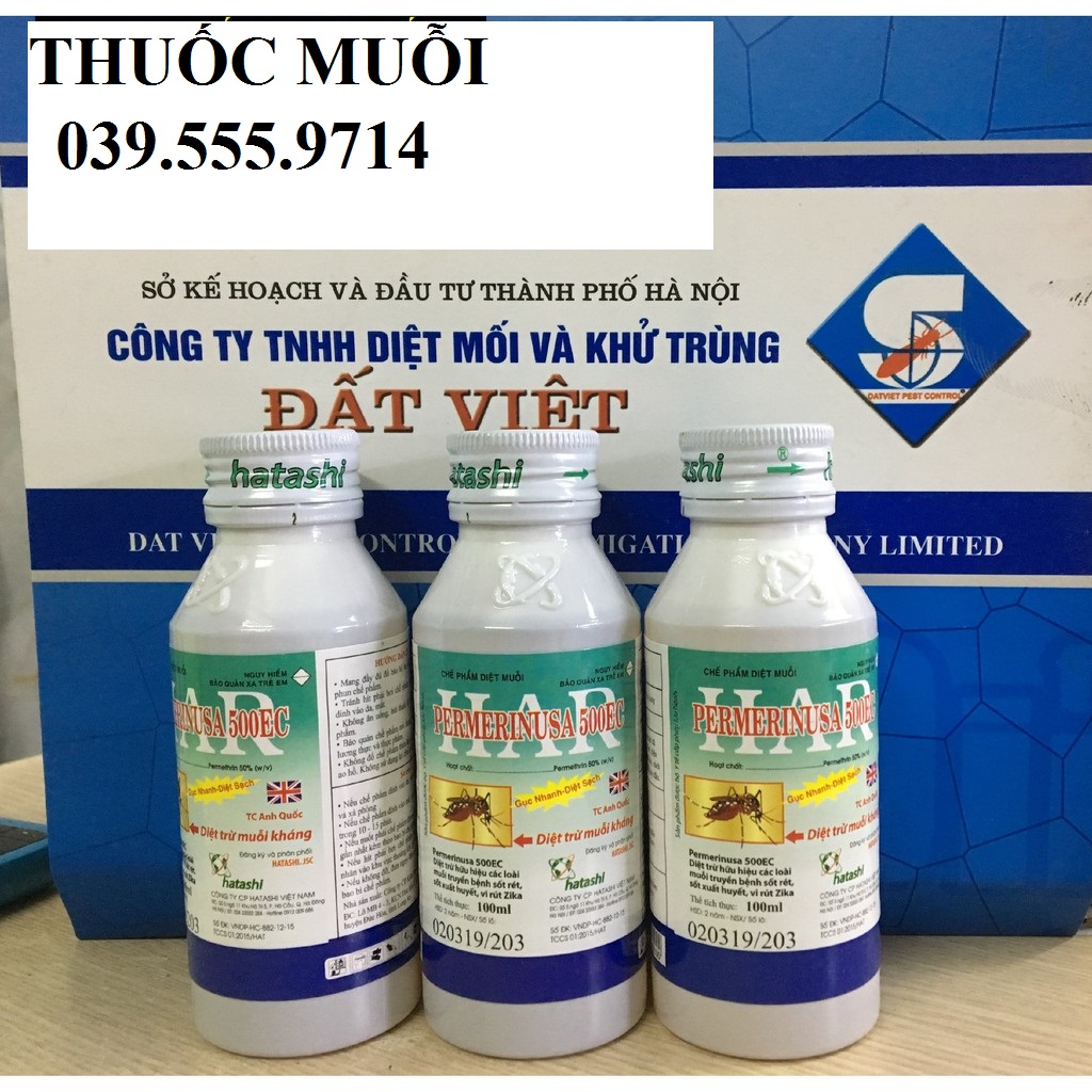 Thuốc diệt muỗi PERMERINUSA 500EC loại 100ml,.diệt trừ muỗi truyền bệnh sốt rét,sốt xuất huyết,vi rút Zika