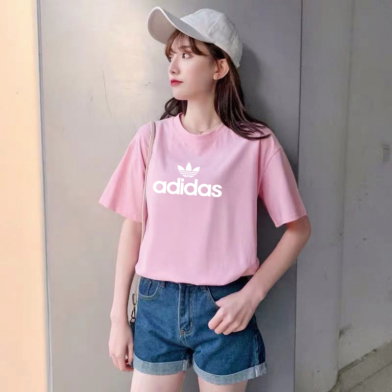 Bộ Đồ Thể Thao Tay Ngắn Dáng Rộng In Logo Adidas Thời Trang Mùa Hè Cho Nữ