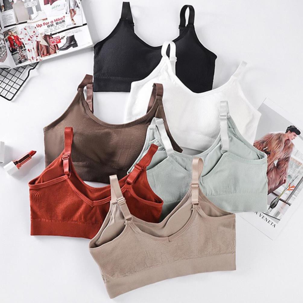 Áo Ngực S4BRA01KAKI Áo Bra Thể Thao Chất Liệu Cotton Bề Mặt Gân Tăm 2 Dây Mặc Thoải Mái Vừa Vặn Cơ Thể