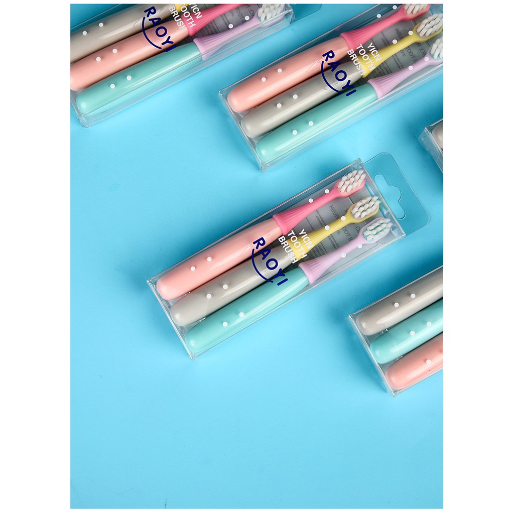Set 3 bàn chải đánh răng với lông mềm mại dành cho trẻ em 1-3 tuổi