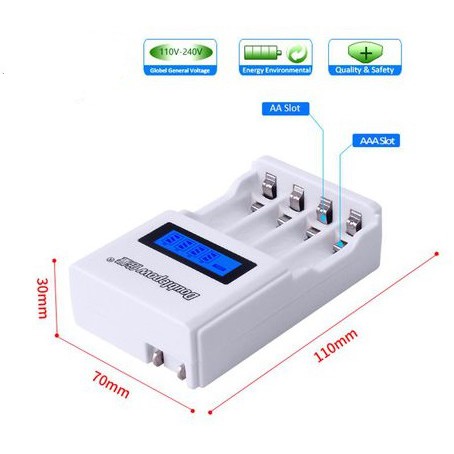 Bộ sạc màn hình LCD tốc độ cao K98 tặng kèm hộp 4 PIN SẠC AA 3200mAh