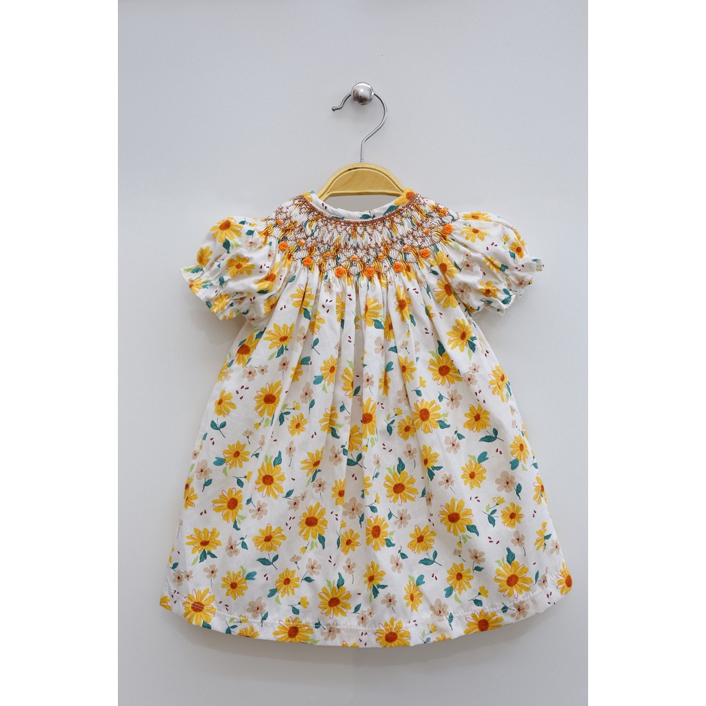 Váy Đầm Cho Bé Gái, Đầm Smock Thêu Tay Kiểu Cổ Điển Phong Cách Bánh Bèo Dễ Thương Size 1 Tuổi -10 Tuổi