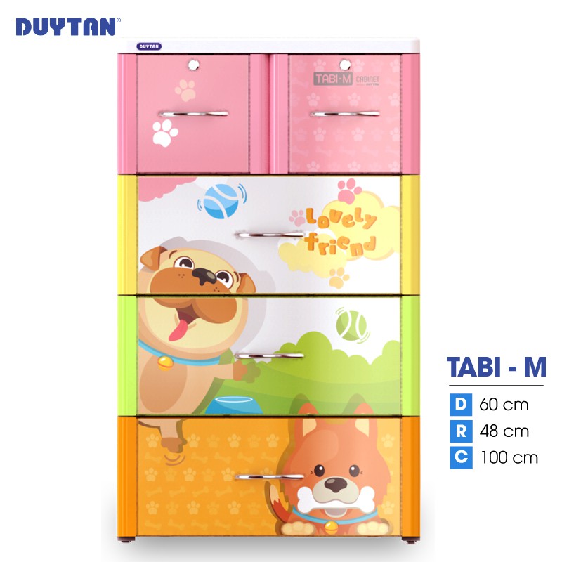 Tủ nhựa DUY TÂN Tabi M 4 tầng 5 ngăn (60 x 48 x 100 cm) - 44683 - Giao màu ngẫu nhiên