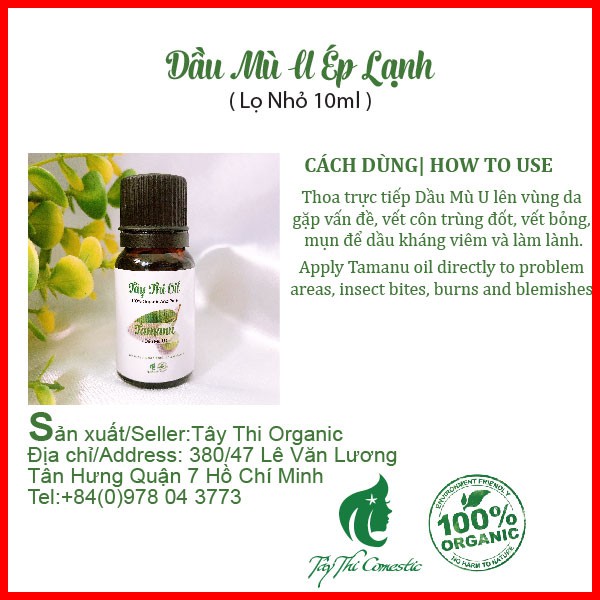 Dầu Mù U Ép Lạnh Nguyên Chất Tây Thi Lọ 10ml