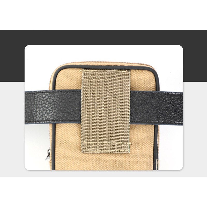 Túi Đeo Thắt Lưng Vải Canvas Kích Thước 7 inch Có Khóa Kéo Dùng Đựng Tiền Xu Hàng Mới