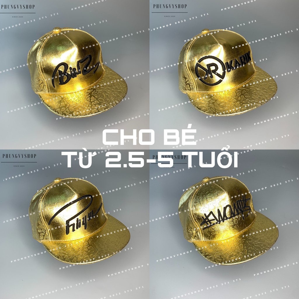 Mũ snapback DA BÓNG TÊN-nón kết trẻ em