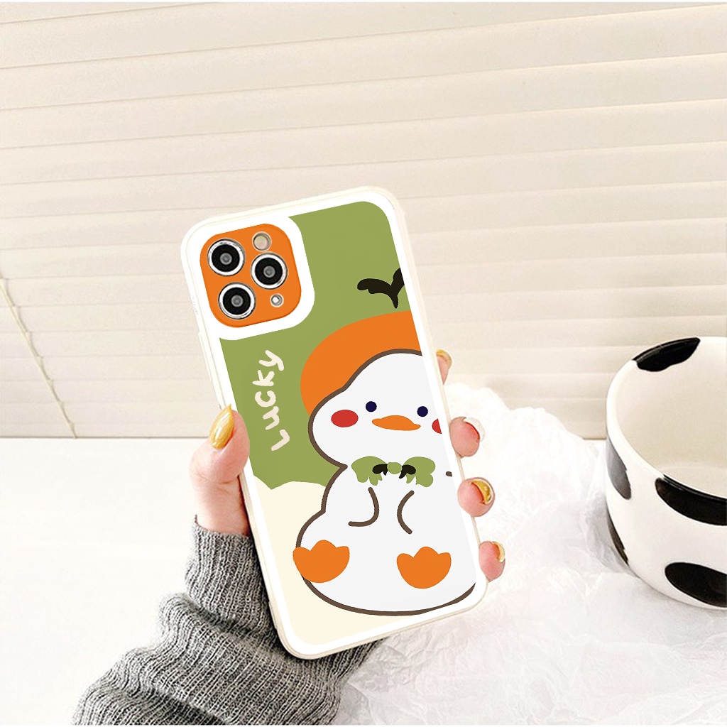 Ốp iphone - Ốp lưng iphone cạnh vuông viền camera Vịt Lucky dành cho ip 6 đến 14promax - G11