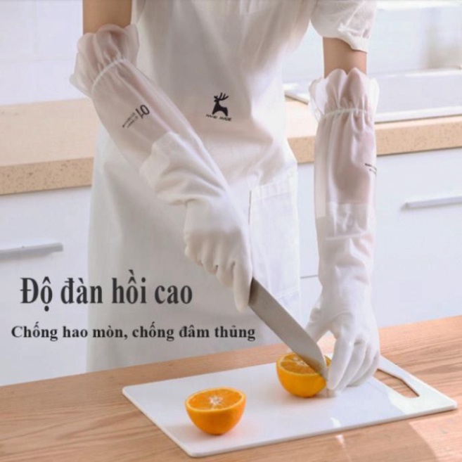 Găng Tay Cao Su Lót Nỉ Siêu Dai, Có Dây Chun Chống Tuột