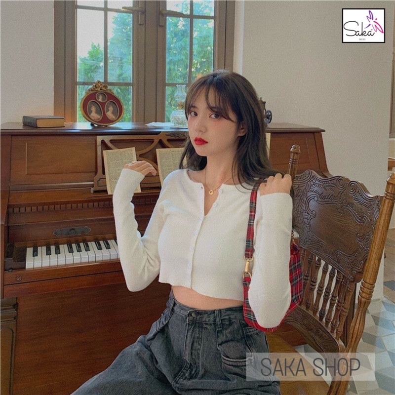 Áo croptop nữ tay dài nhiều màu dễ thương