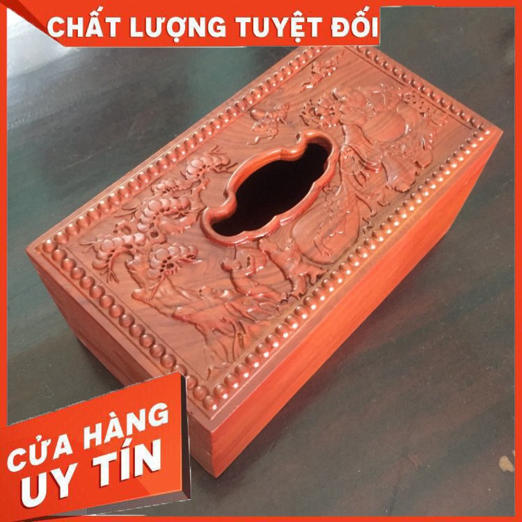 HÀNG CAO CẤP -  Hộp đựng giấy ăn gỗ  cao cấp trạm hình ông Phúc - Lộc - Thọ - HÀNG CHUẨN HÌNH CHUẨN  - Hàng Cao Cấp