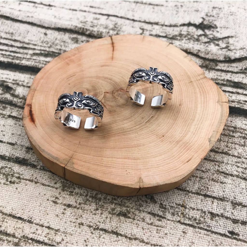 Nhẫn nam nữ tròn Unisex màu bạc Thời trang SAZ chất liệu Titan đẹp đơn giản - Nhẫn Yang Ring