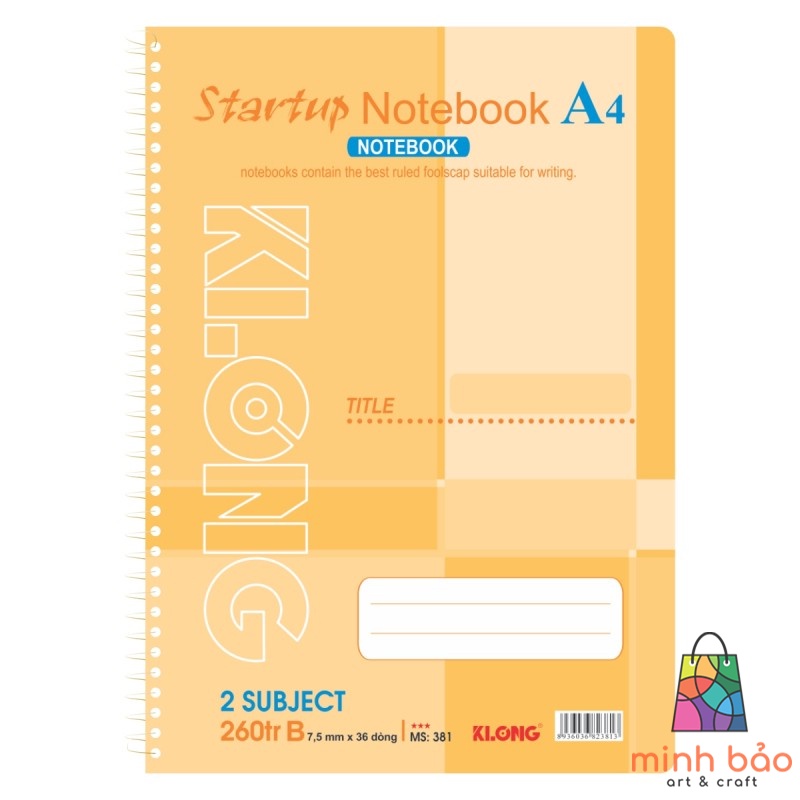 SỔ LÒ XO ĐƠN STARTUP 260 TRANG A4 58/92; MS: 381, 320 TRANG MS: 382