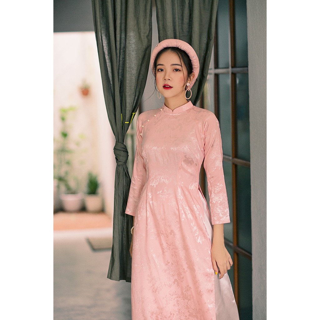 Sumire Store Áo dài Truyền thống Gấm Ngọc Trân Hồng