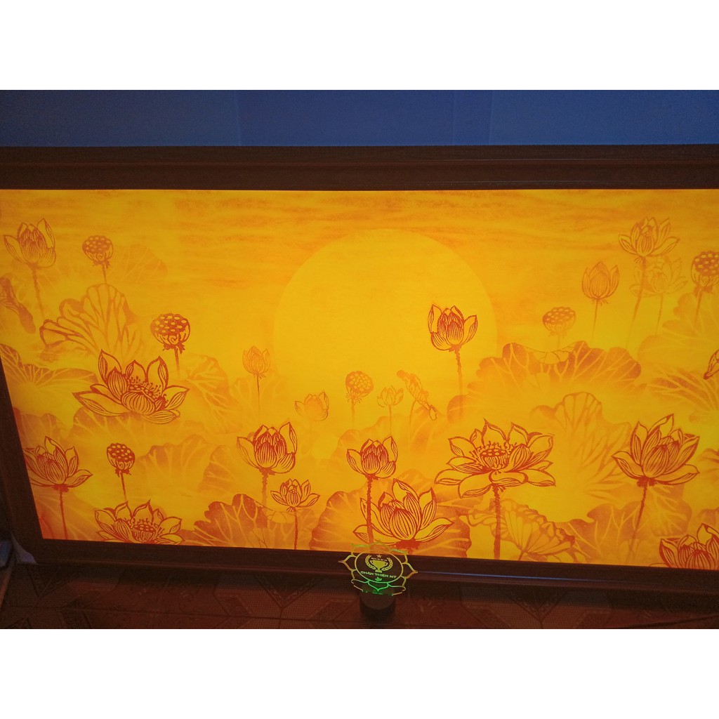 Tranh Trúc Chỉ In Hoa Sen 81x126cm-chuẩn phong thủy