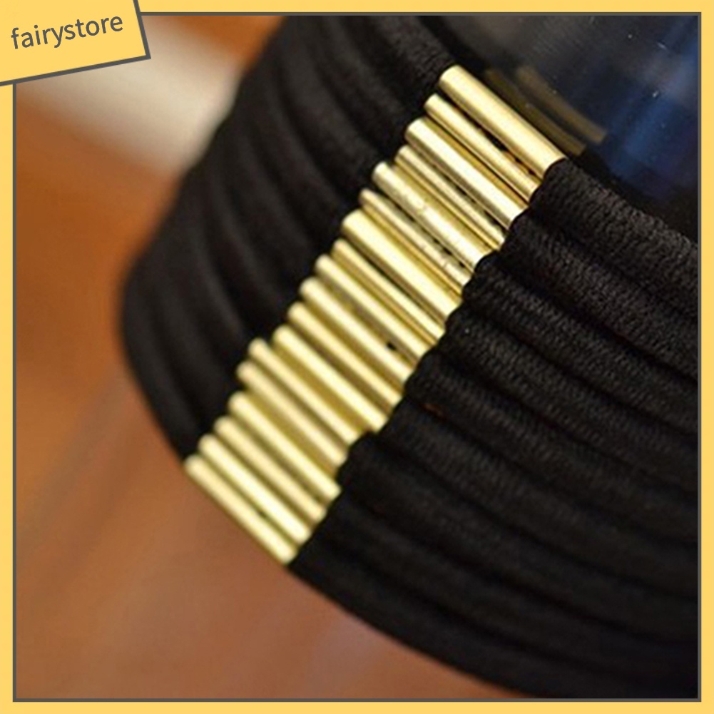 Set 10 dây cột tóc co giãn màu đen cho nữ