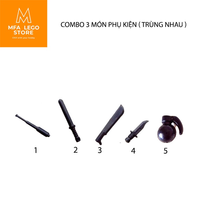 Đồ chơi lắp ráp swat army , mô hình lắp ghép quân sự - Combo 3 món phụ kiện trang bị MFA TOY STORE