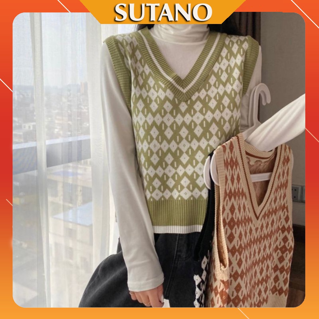 Áo gile len nữ Maika mỏng họa tiết thổ cẩm phong cách Hàn Quốc A463 SUTANO | BigBuy360 - bigbuy360.vn