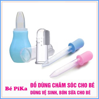 Combo ống hút mũi, ống bón sữa và tưa lưỡi Silicone cho bé