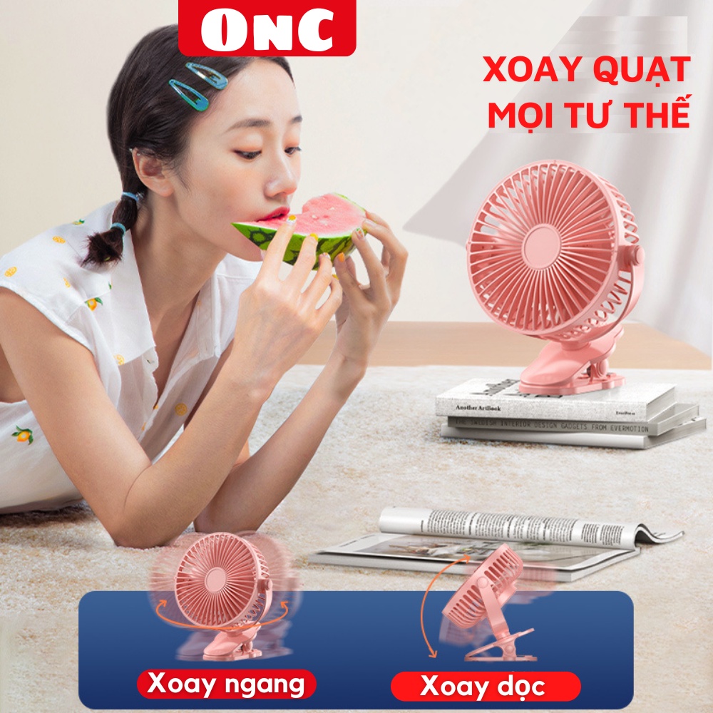 Quạt tích điện F06-7200mAh để bàn/ kẹp nôi Chạy 50 giờ liên tục - Xoay mọi tư thế - Hàng chính hãng - Bảo hành 15 tháng