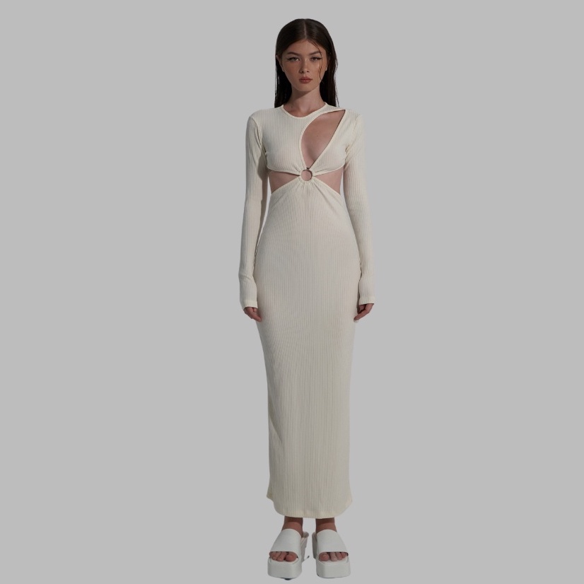 Đầm body tay dài chất thun gân ONONMADE White Glaucium Dress