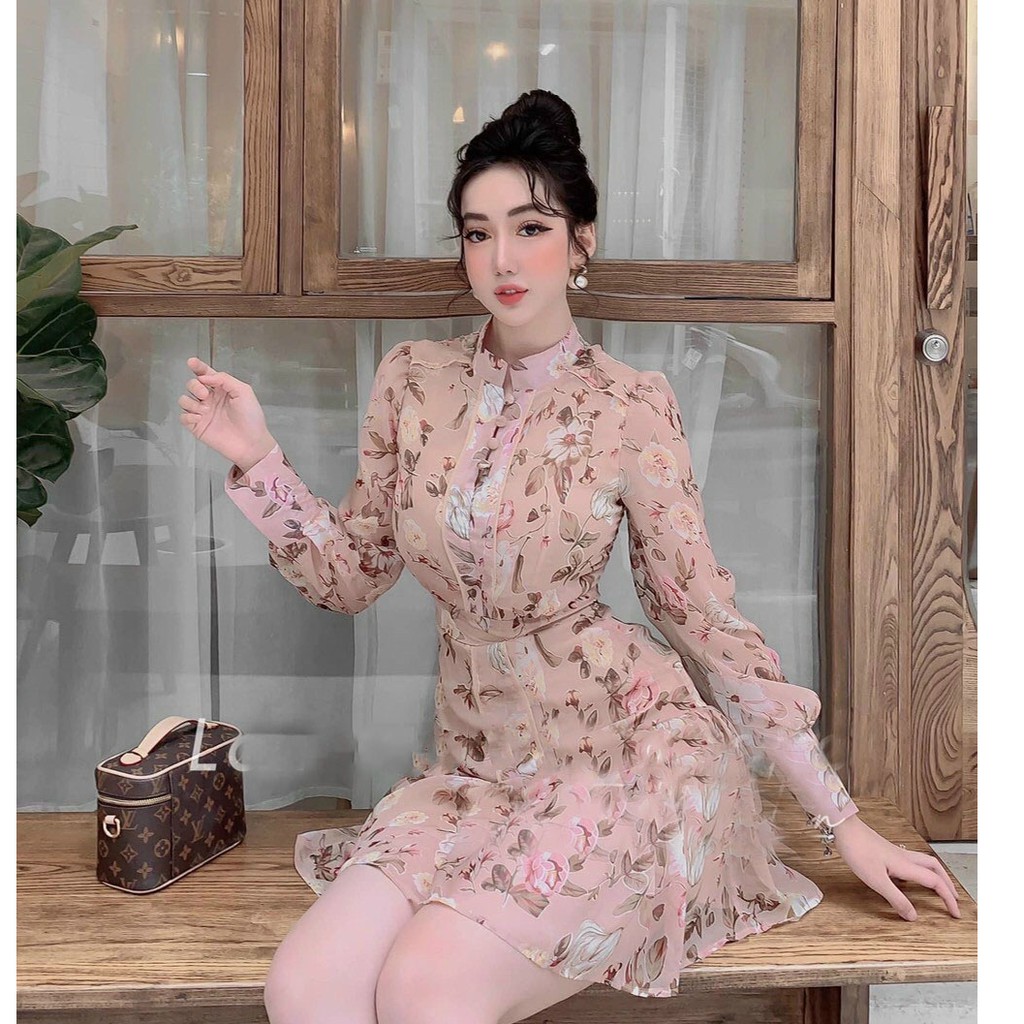 Đầm Nữ Dáng Tay Lụa Hoa Dự Tiệc Họa Tiết Cổ Tròn Màu Sắc Sang Trọng Thời Trang Thanh Lịch  - Winchois | BigBuy360 - bigbuy360.vn