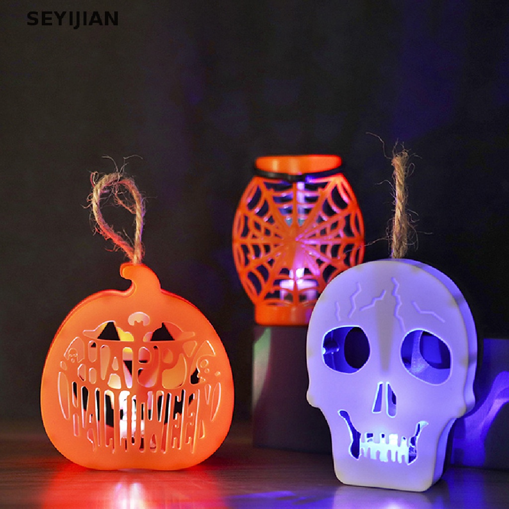 Sey Đèn Lồng LED Hình Bí Ngô Ma Quỷ Bí Ngô Trang Trí Cây Thông Giáng Sinh Halloween JAN