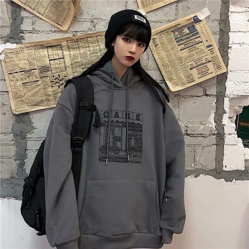 Áo Khoác Hoodie Nỉ Bông CAKE màu NÂU/ĐEN/XÁM 🏁 Nam nữ unisex/Áo hoodie có mũ form rộng Jaystoree 🖤