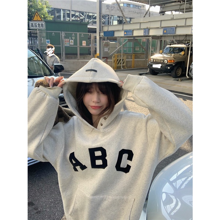 Áo hoodies ABC nỉ lót bông ulzzang Hàn Quốc