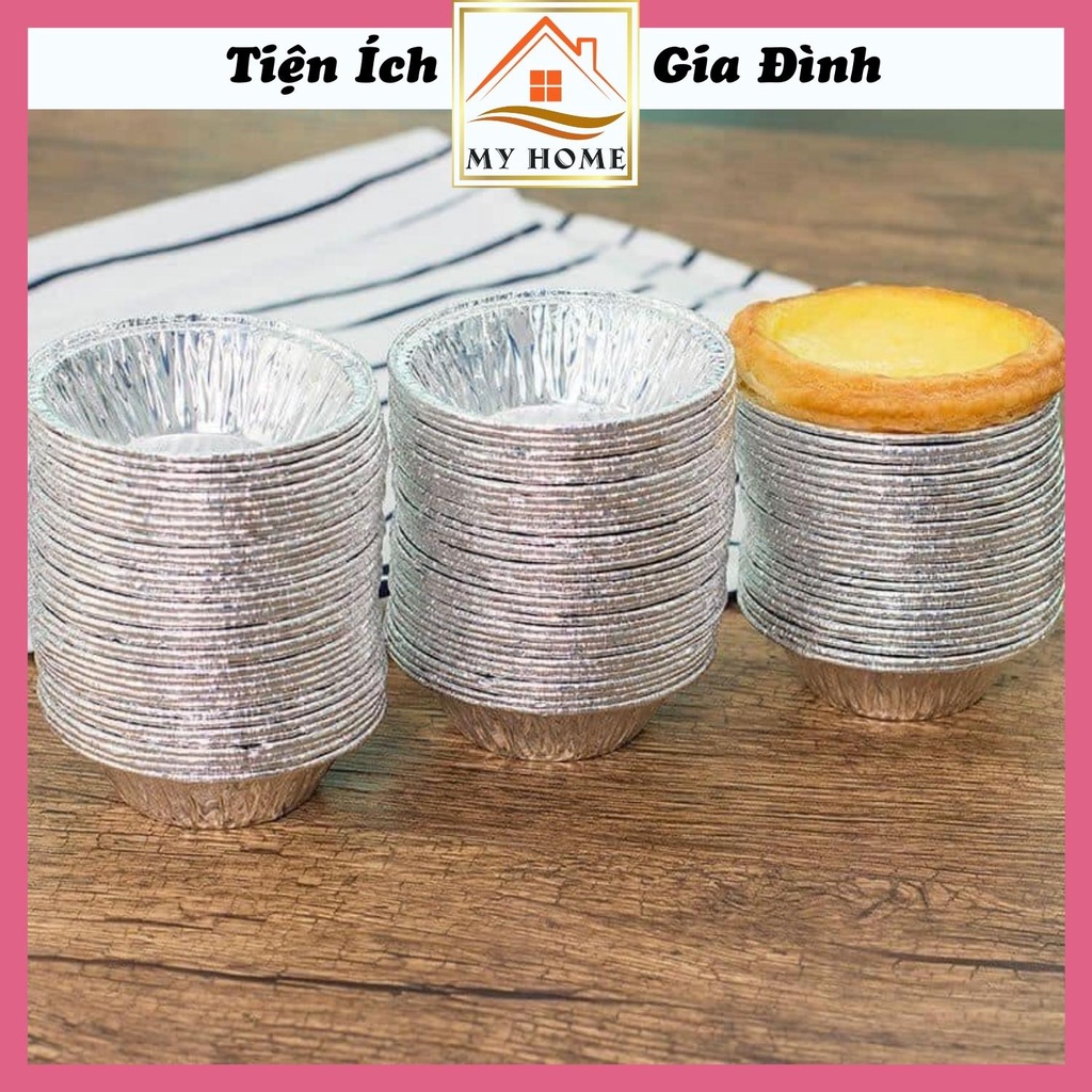 Set 100 chén giấy bạc nhỏ nướng bánh trứng, khuôn nướng bánh tart trứng